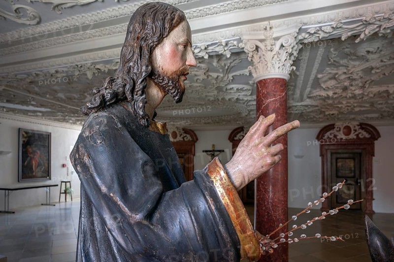 Christ on the palm donkey, wooden figure from around 1880, Dominican convent in Wettenhausen, Swabia, Bavaria, Germany, Europe