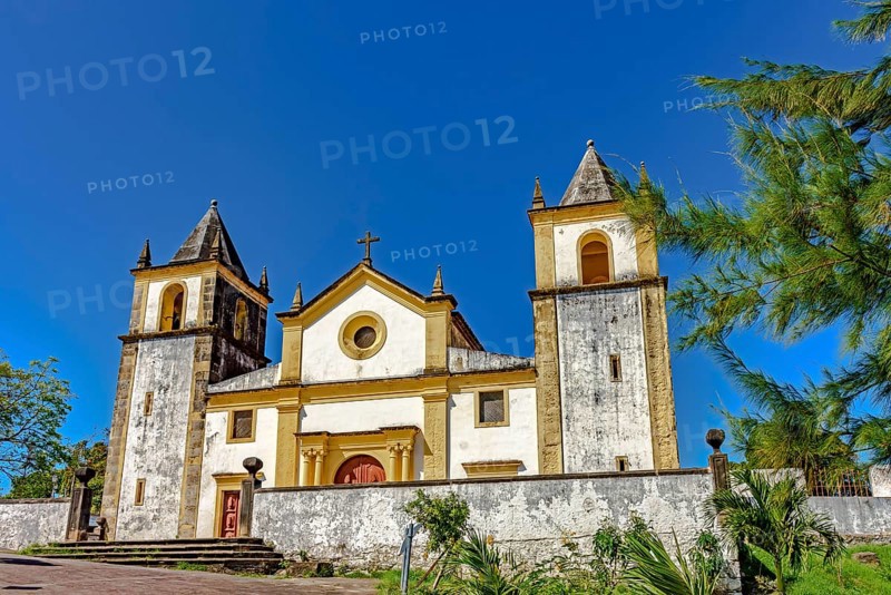 Facade of a famous and historic baroque church in the city of Olinda, state of Pernambuco, Brazil, Olinda, Pernambuco, Brazil, South America