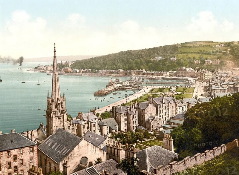Easr Bay of Rothesay, the capital of the Isle of Bute in the Scottish Council Area Argyll and Bute, Scotland, Historic, digitally restored reproduction from a 19th century original, Record date not stated