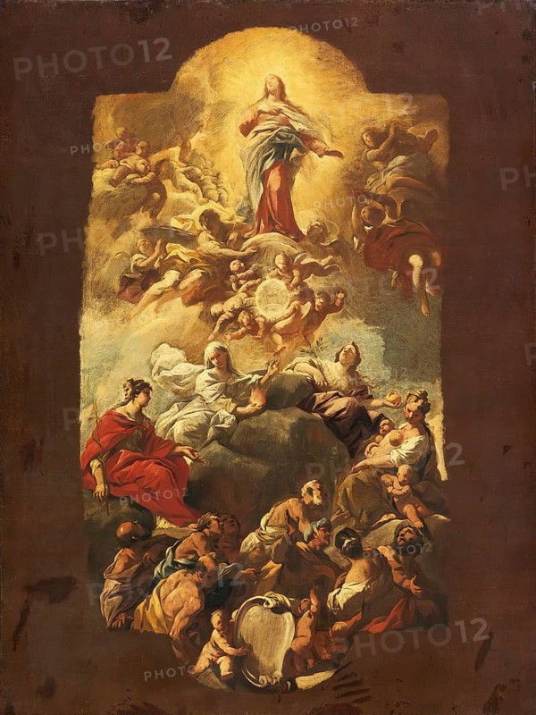 The Assumption Of The Virgin, painting made by Luca Giordano (Italian, 1634-1705), historically, digitally restored reproduction of a 17th-century original, exact date unknown, The Assumption Of The Virgin, painting made by Luca Giordano (Italian, Historically, digitally restored reproduction of a 17th-century original, exact date unknown