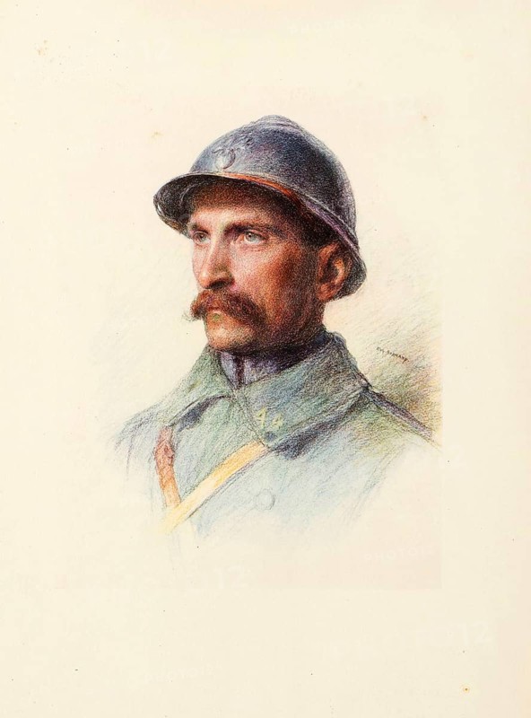 The Allies in the First World War, France, Infantry Lieutenant, Lieutenant Vallette of the 44th Territorial Regiment, Historical, digitally restored reproduction from a 19th century original, Record date not stated, Europe