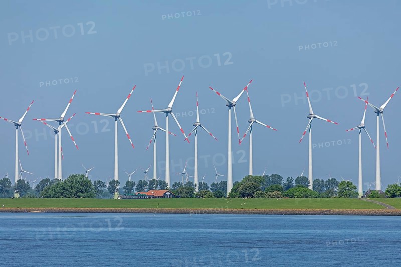 Wind farm near Brunsbüttel, Haus, Elbe, Schleswig-Holstein, Germany, Europe