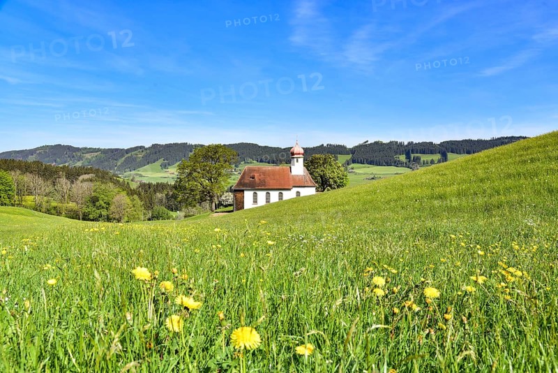 St Roch's Chapel near Waltrams in the Weitnau Valley, in Oberallgäu, Bavarian Swabia, Bavaria, Germany, Europe