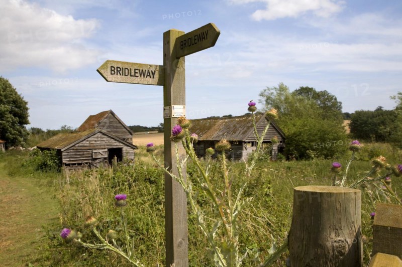 Wooden bridleway sign Ramsholt Suffolk England