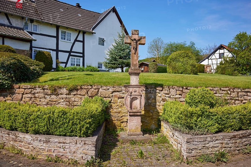 Crossroads in the Pesch district, Nettersheim, Eifel, Euskirchen district, North Rhine-Westphalia, Germany, Europe