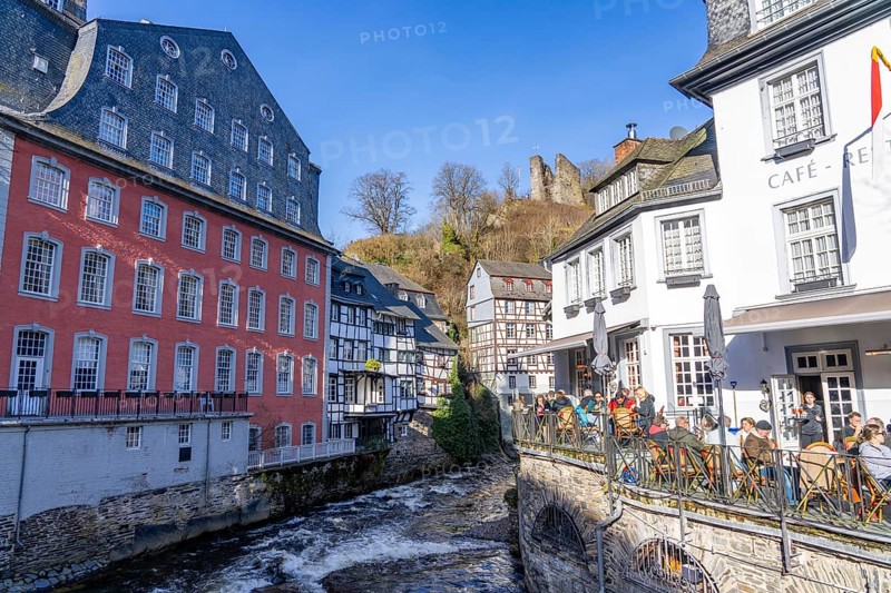 Monschau, Old Town, Eifel, Red House, River Rur, North Rhine-Westphalia, Germany, Europe