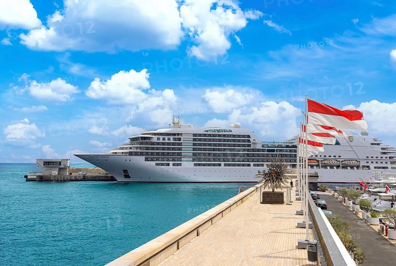 Monte Carlo, Monaco, France, 22 June, 2022: Luxury cruise ship heading to vacation from Monaco Monte Carlo Port Hercules, Europe