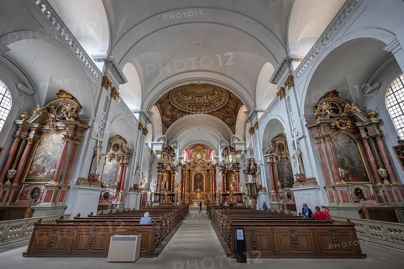 Interior of the baroque church of St Martin, built in 1668, Grüner Markt, Bamberg, Upper Franconia, Bavaria, Germany, Europe