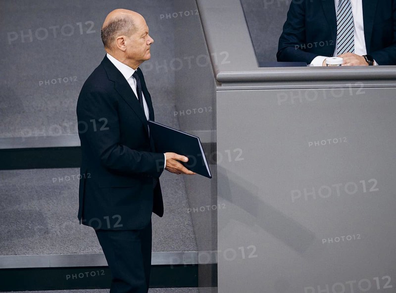 Federal Chancellor Olaf Scholz, (SPD), recorded during a government statement in the German Bundestag in Berlin, 06/06/2024