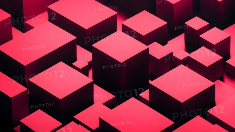 Squares dominate a flat background low poly design, AI generated, colors, animation, abstract, geometry, art, colorful, cube
