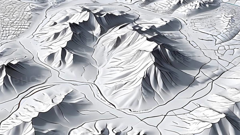 Abstract topographic map contour with complex terrain patterned, AI generated