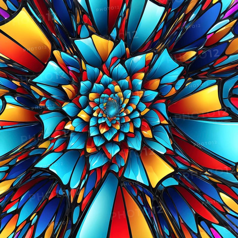 3d rendering of vibrant colored abstract changing glass design in an ornament structure, AI generated