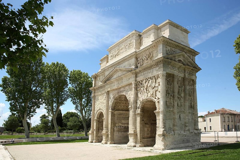 UNESCO Roman city foundation arch, triumphal arch, archway, city gate, Roman period, antique, Orange, Vaucluse, Provence, France, Europe