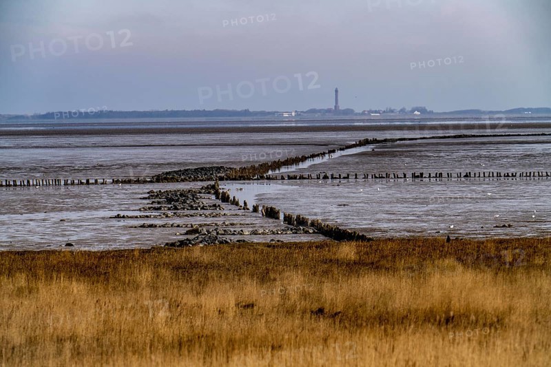 The Wadden Sea, East Frisia, near Lower Saxony, view to the island of Norderney, Norddeich, Germany, Europe