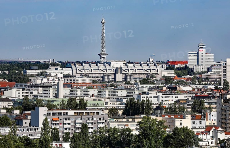 View of the radio tower, ICC and Rundfunk Berlin Brandenburg, rbb, 26/04/2024, Berlin, Berlin, Germany, Europe