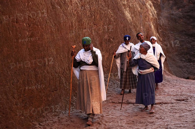 Lalibela, pilgrims at the World Reader's Church, Bete Medhane Alem, House of the World Reader, Ethiopia, Africa