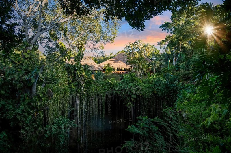 Mexico, Ik Kil Cenote near Merida Yucatan Peninsula in Archeological Park near Chichen Itza, Central America