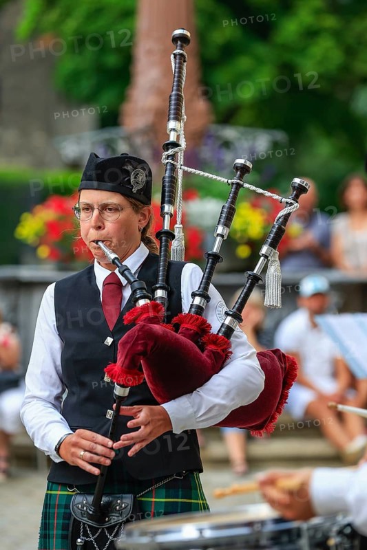Bagpiper, Pipe concert, Sigmaringen, Baden-Württemberg, Germany, Europe