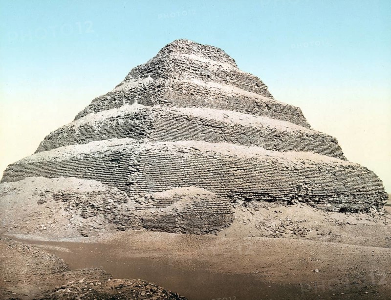 Sakkara, the pyramid, Egypt, Historical, digitally restored reproduction from a 19th century original, Record date not stated, Africa