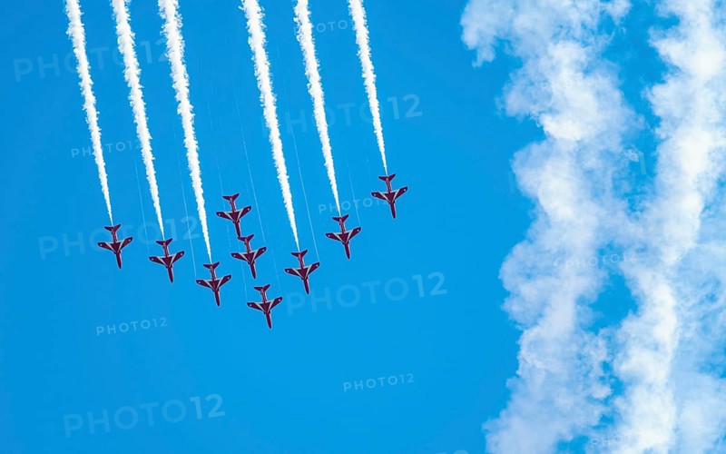 Red Arrows, Royal Air Force Aerobatic Team, Airshow 2024, Teignmouth, Devon, England, United Kingdom, Europe