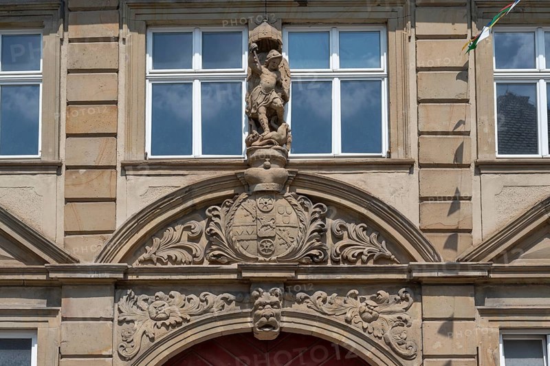 Detail of a late baroque entrance portal from the Probstenhof, Zeil am Main, Lower Franconia, Bavaria, Germany, Europe