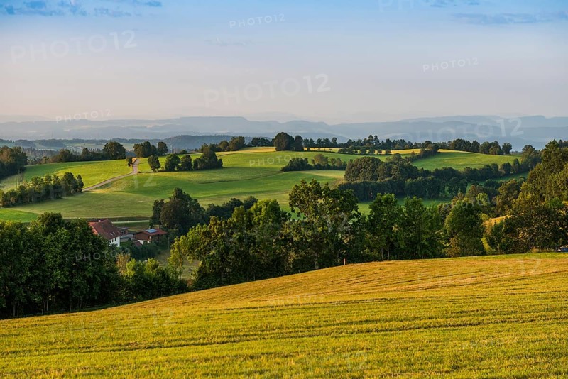 Panorama, sunrise, near Görwihl, Hotzenwald, Southern Black Forest, Black Forest, Baden-Württemberg, Germany, Europe