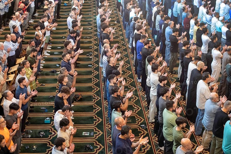Dearborn, Michigan, Friday prayers at the Islamic Center of America, the largest mosque in North America