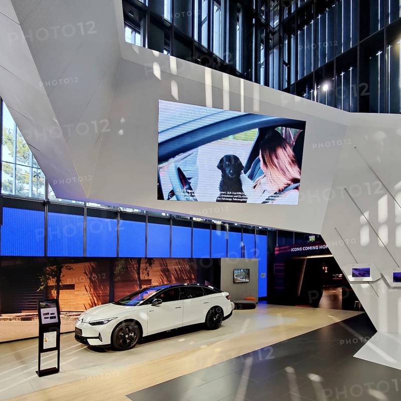 Interior view of the VW Pavilion, Autostadt, Volkswagen AG, Wolfsburg, Lower Saxony, Germany, Europe