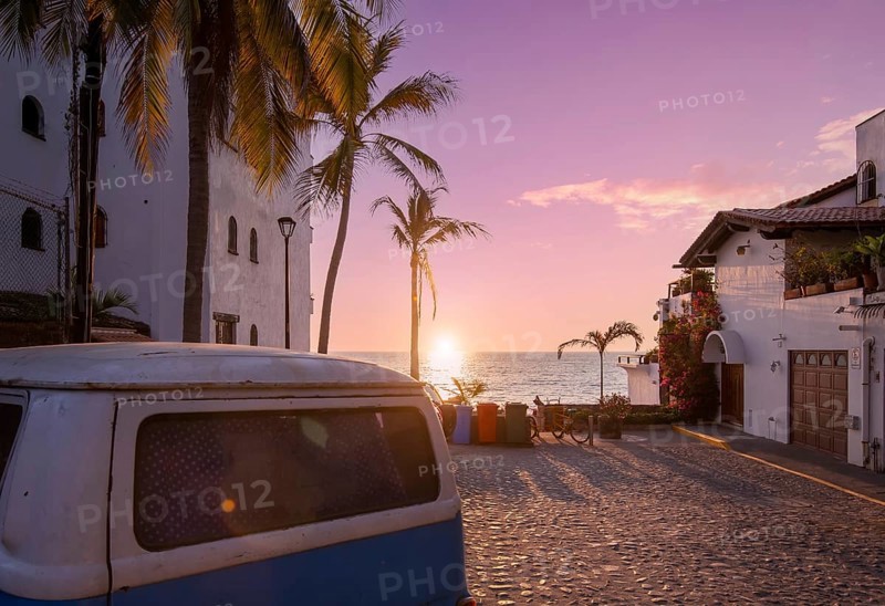 Mexico, Puerto Vallarta beaches, sunsets and scenic ocean views near Malecon and Golden Beach zone, Central America