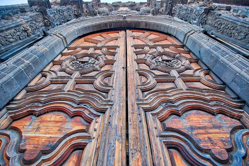 Scenic old churches in Zocalo, Mexico City