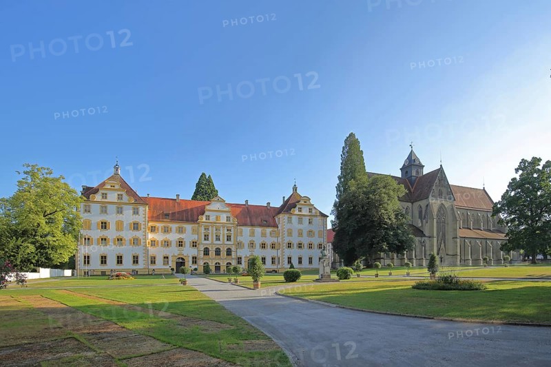 Monastery church and baroque castle with baroque garden, Minster, Monastery, Castle, Salem, Lake Constance region, Baden-Württemberg, Germany, Europe