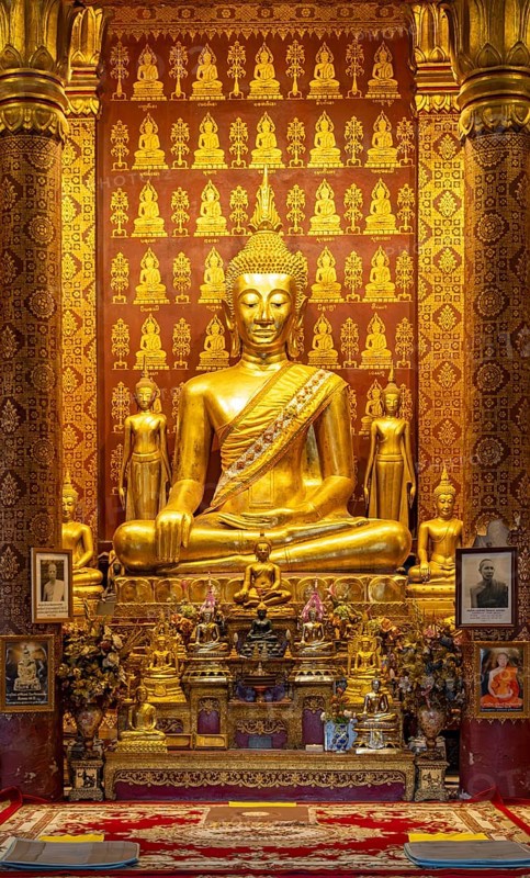Buddha image at Wat Sensoukharam, Luang Prabang, Laos, Asia