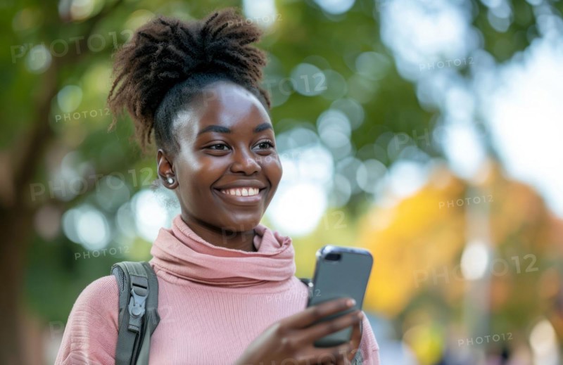 Young black student at college campus or prestigious university. DEI, diversity, inclusion concept, AI generated