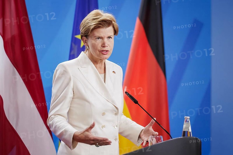 Baiba Braze, Foreign Minister of Latvia, recorded during a press conference at the Federal Foreign Office in Berlin, 01.07.2024