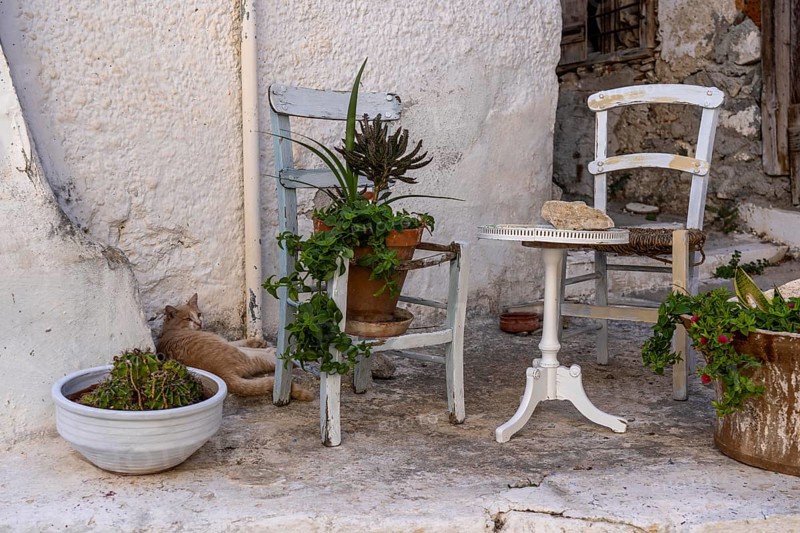 The village of Kritsa, with just under 1300 inhabitants, a mountain village with narrow streets in the east of the island of Crete