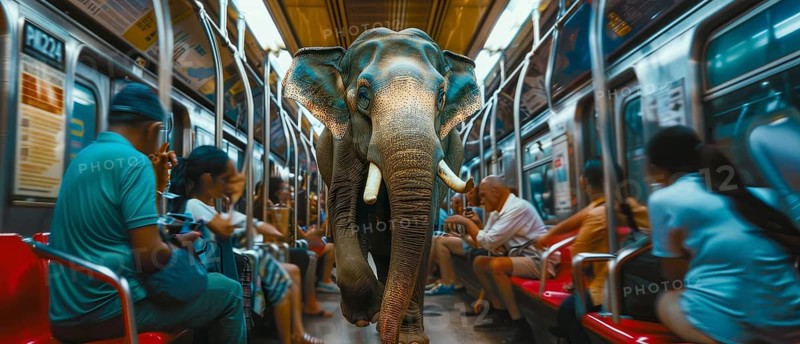 Elephant in the room, a concept of ignoring problems and difficult situations, AI generated