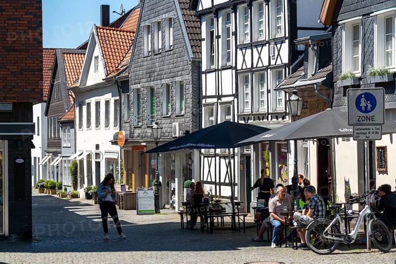 Grafenstraße, old town centre of Essen-Werden, in the south of the city, North Rhine-Westphalia, Germany, Europe