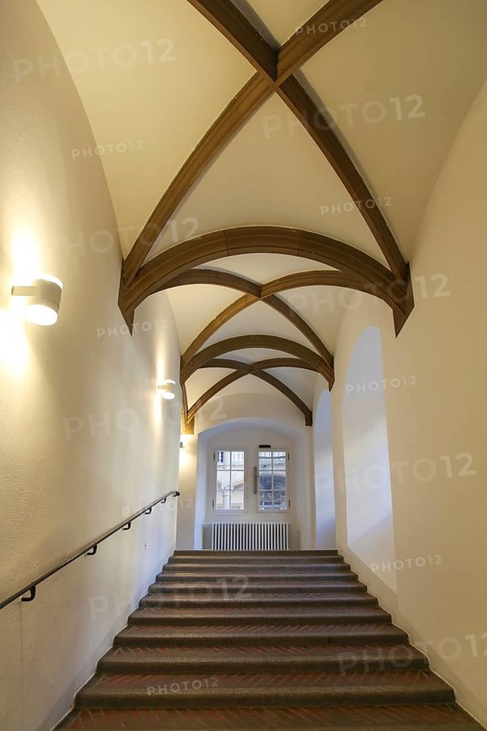 Old Palace Stuttgart, staircase, handrail, former moated palace, princely residence, 14th century seat of the Counts of Württemberg, court chamber, today Renaissance palace, architect Aberlin Tretsch, Württemberg State Museum, historical building, architecture, state capital, Stuttgart, Baden-Württemberg, Germany, Europe
