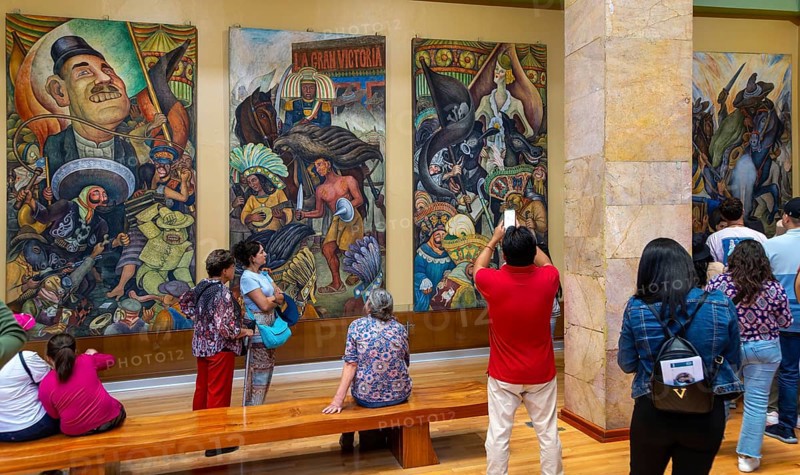 'Carnival de la Vida Mexicana' 1936 mural by Diego Rivera inside Palacio de Bellas Artes, Palace of Fine Arts, Mexico City, Mexico, Central America