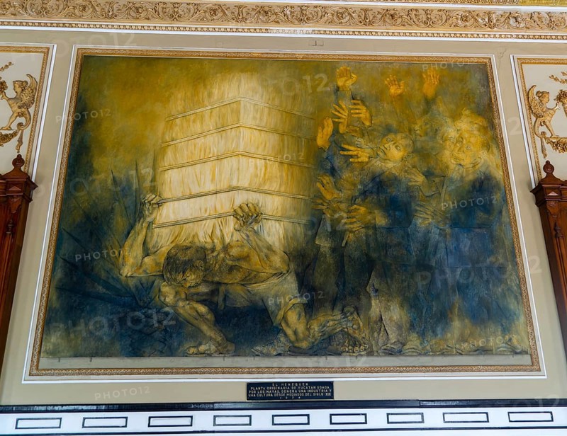 Painting 'El Henequen' by Fernando Castro Pacheco, Palacio de Gobierno, Merida, Yucatan State, Mexico, Central America