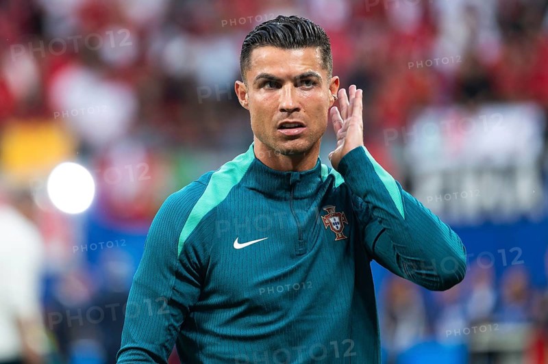 LEIPZIG, GERMANY - JUNE 18, 2024: Euro 2024 Groupe F match Portugal vs Czechia 2:1. Portugal supporter before the match. Cristiano Ronaldo during warm up.