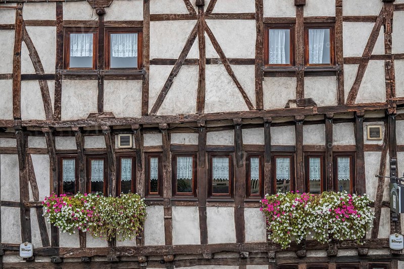An old half-timbered town in autumn. A church was built into a rock here. Unique German architecture. Foggy landscape in the morning at the rock church, Idar-Oberstein, Rhineland-Palatinate, Germany, Europe