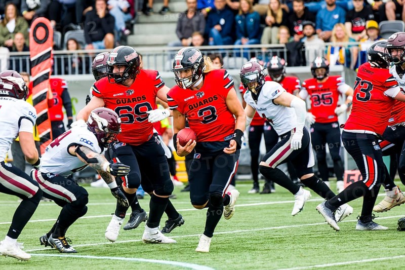 European League of Football, ELF/ Game : Rhein Fire  at  Helvetic Guards on 27. Aug.  2023, in the Lidl Sportpark , Wil , Switzerland, Europe