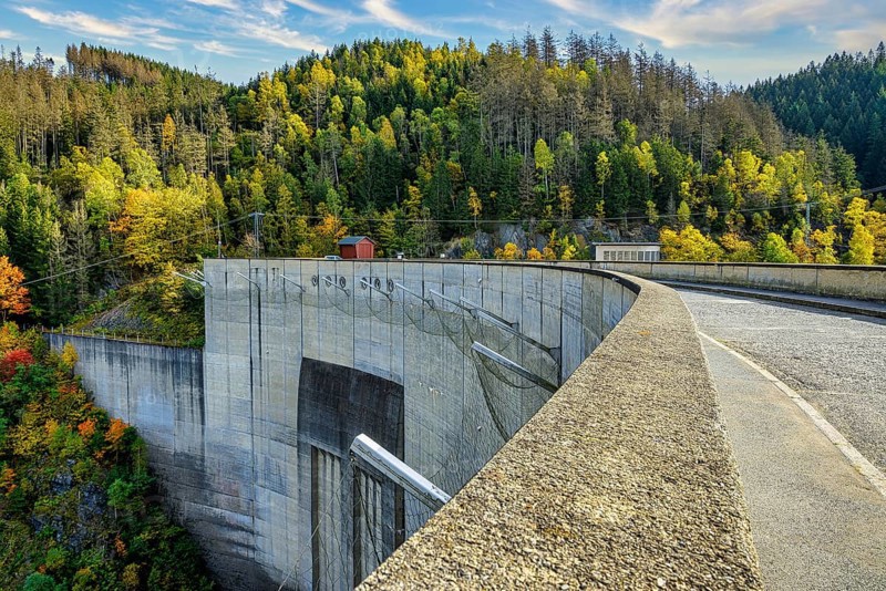 A close-up of the Oker dam near Altenau in the district of Goslar, Germany, Europe