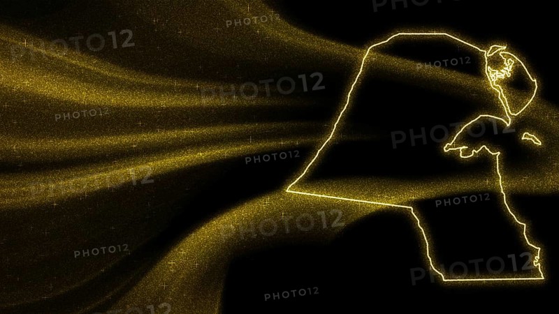 Map of Kuwait, Gold glitter map on dark background