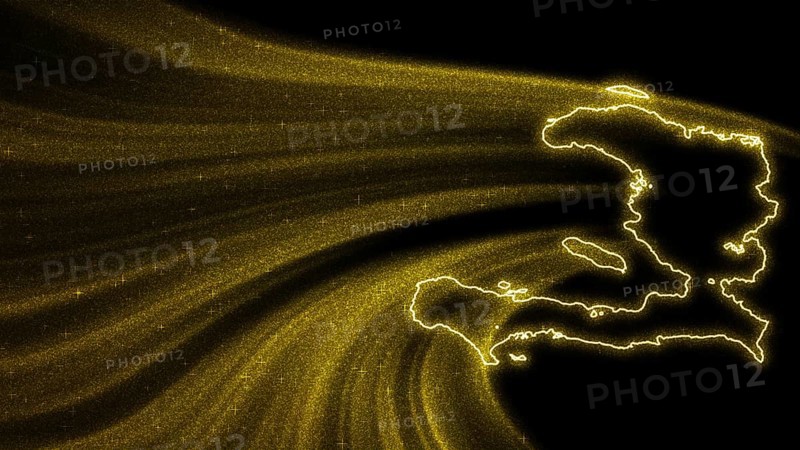 Map of Haiti, Gold glitter map on dark background