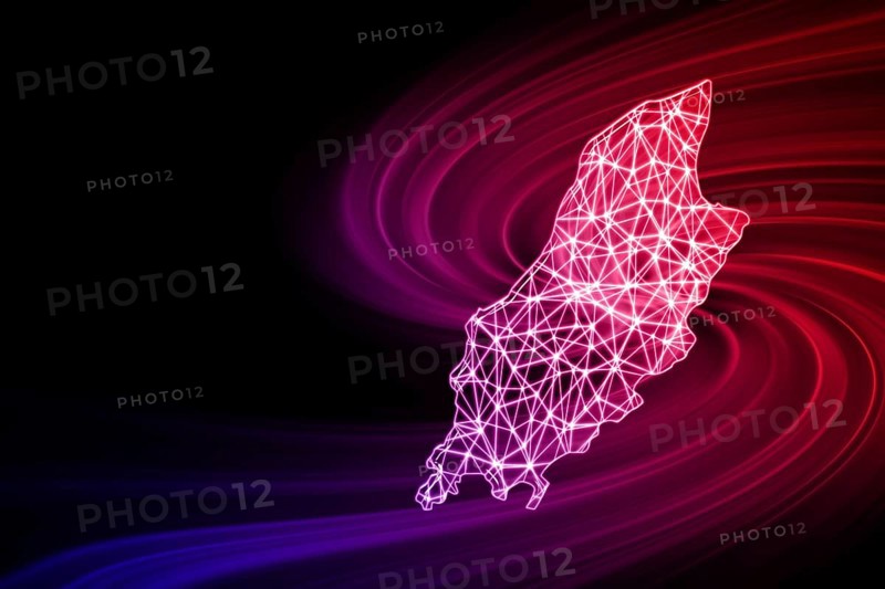 Map of Isle of Man, Polygonal mesh line map, modern map