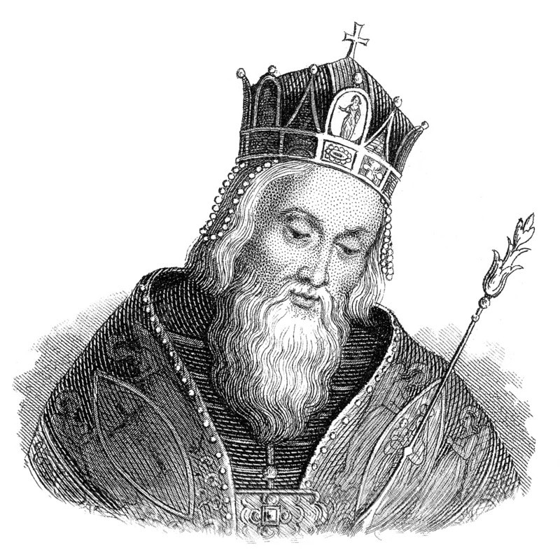 Portrait of Stephen I, or Saint Stephen, 969 - 1038, Grand Prince of the Hungarians and the first King of Hungary, Portrait von Stephan I. der Heilige, 969 - 1038, ein magyarischer Fürst aus der Dynastie der Árpáden erster König des Königreiches Ungarn