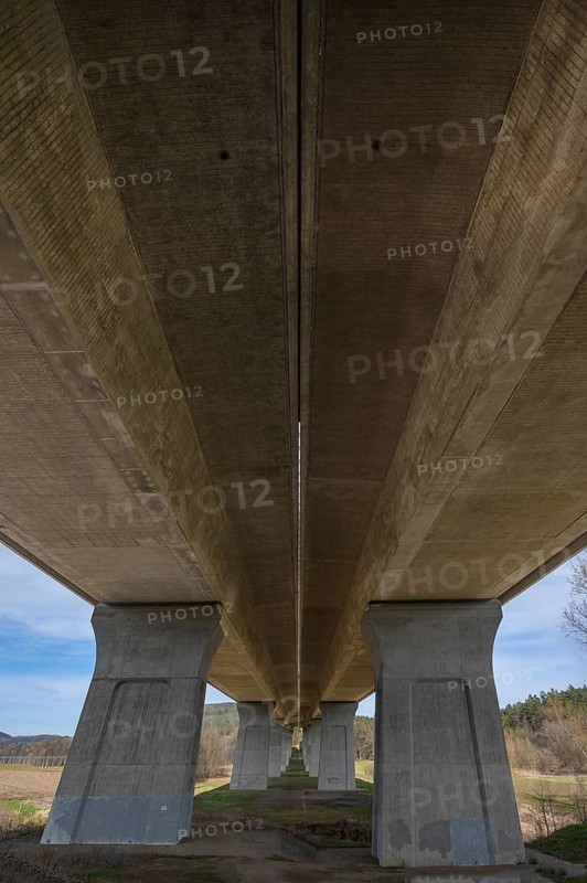 A9 motorway bridge crosses the Schnaittach valley, Schnaittach, Middle Franconia, Bavaria, Germany, Europe