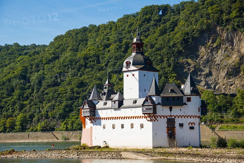 Pfalzgrafenstein Castle, also known as the Pfalz near Kaub, Falkenau rock island in the Rhine, Upper Middle Rhine Valley World Heritage Site, Rhineland-Palatinate, Germany, Europe